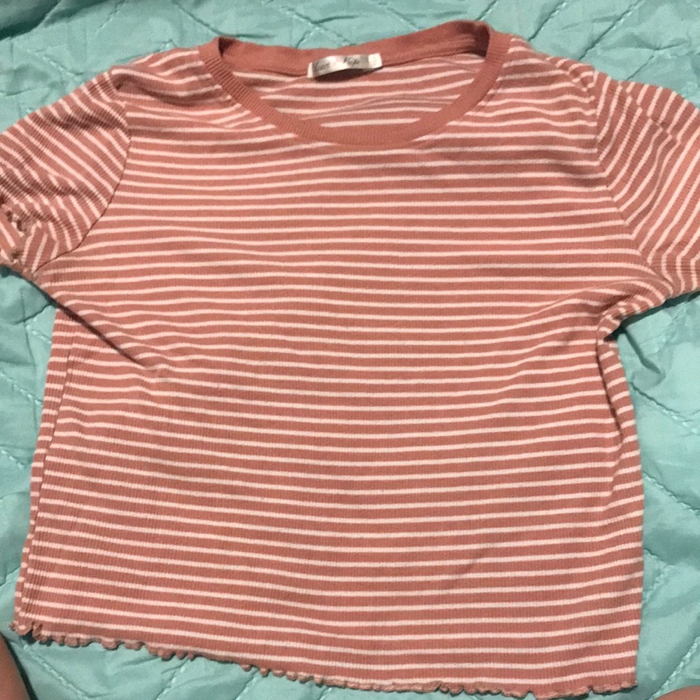 Pink and white stripped tight/crop